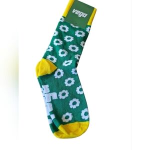 Sock Club NWT Vega Novelty Socks Green Yellow & White Unisex OS